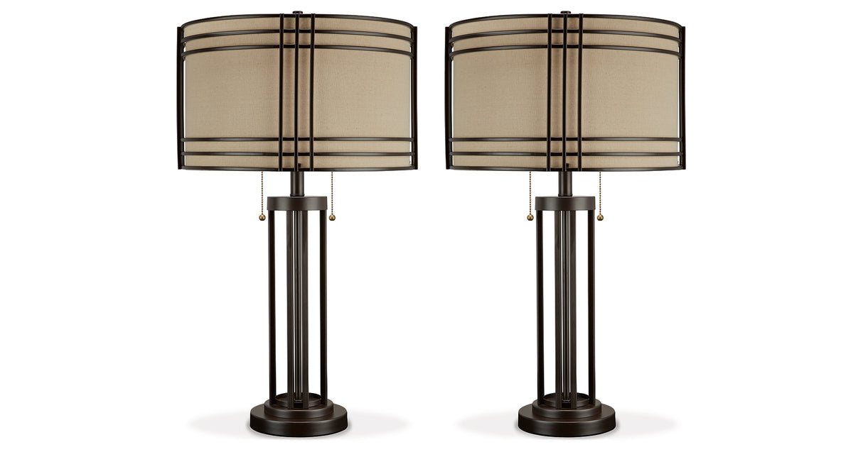 Hanswell 2-Piece Table Lamp Set in Dark Brown from Ashley - Luna Furniture
