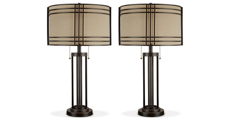 Hanswell 2-Piece Table Lamp Set in Dark Brown from Ashley Furniture - Luna Furniture
