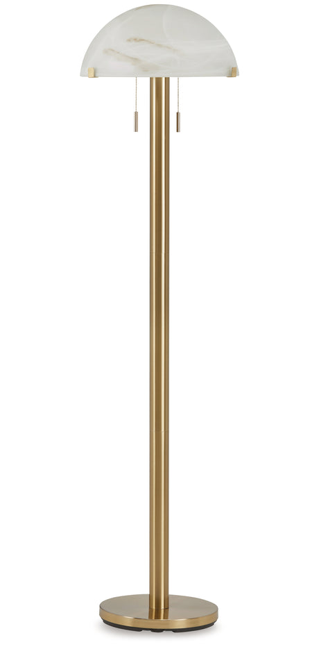 Tobbinsen Brass Finish Floor Lamp from Ashley - Luna Furniture