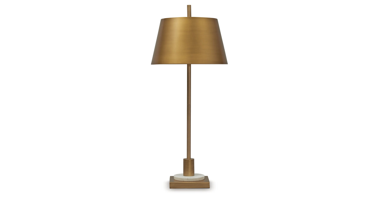 Fritzburn Gold Finish/White Table Lamp from Ashley Furniture - Luna Furniture