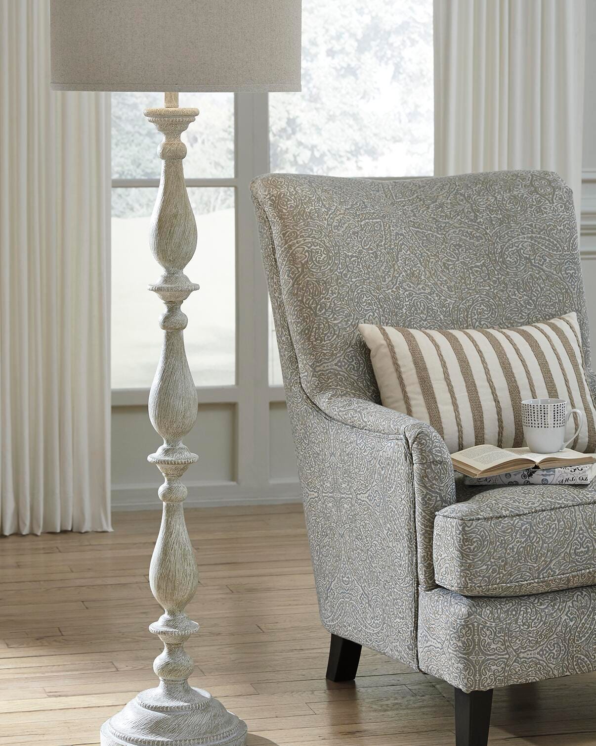 Bernadate Whitewash Floor Lamp from Ashley - Luna Furniture