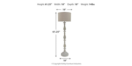 Bernadate 3-Piece Floor Lamp with 2 Table Lamps Set in Whitewash from Ashley Furniture - Luna Furniture