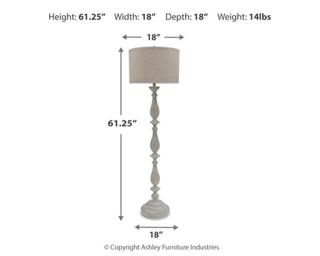 Bernadate Whitewash Floor Lamp from Ashley - Luna Furniture