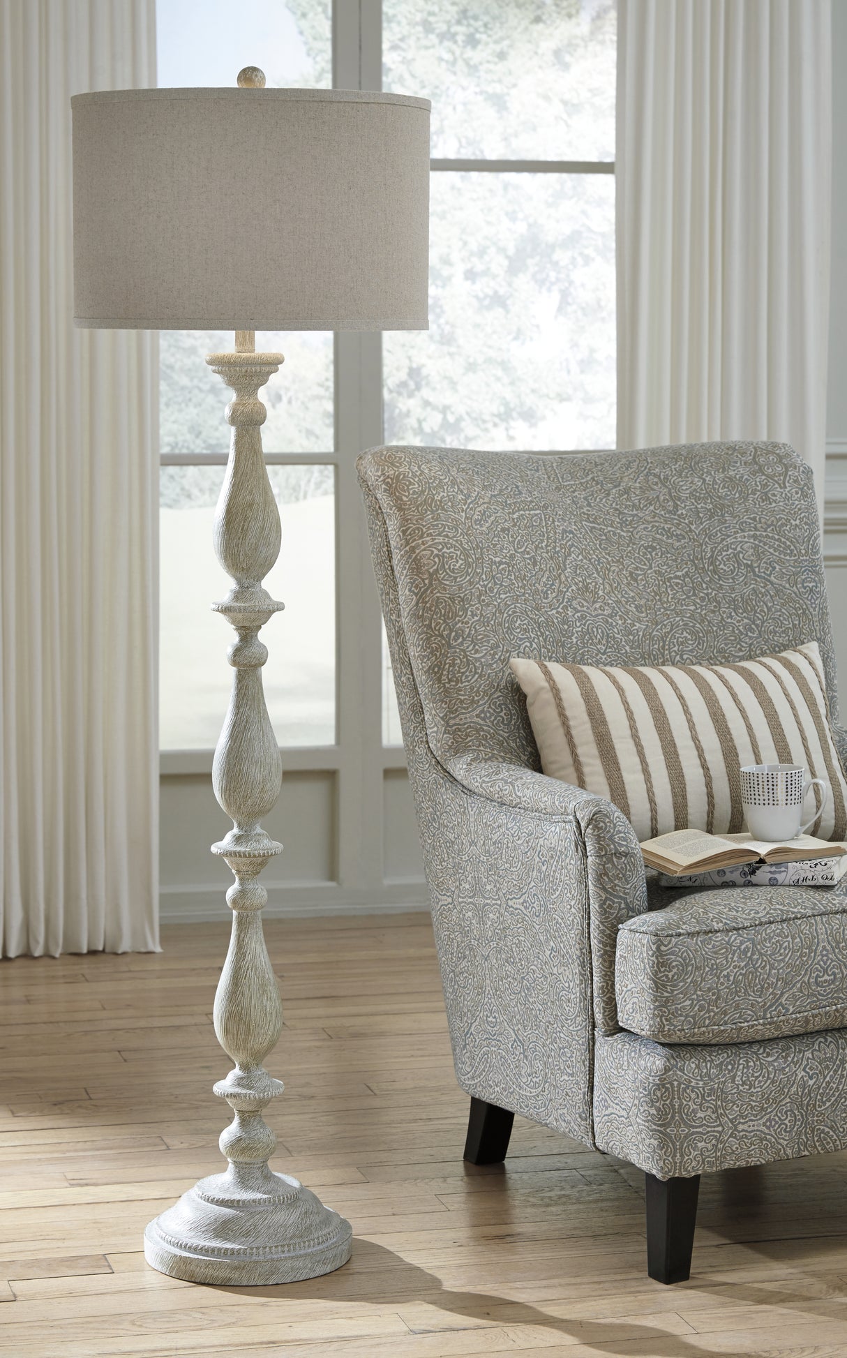 Bernadate Whitewash Floor Lamp from Ashley - Luna Furniture