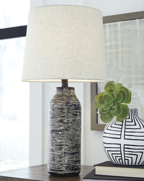 Mahima Black/White Table Lamp from Ashley - Luna Furniture