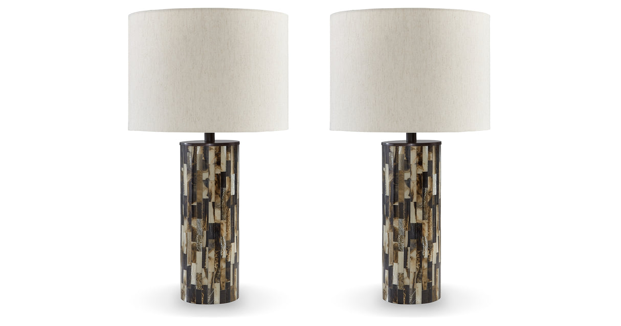 Ellford 2-Piece Table Lamp Set in Black/Brown/Cream from Ashley - Luna Furniture