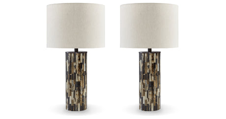 Ellford 2-Piece Table Lamp Set in Black/Brown/Cream from Ashley - Luna Furniture