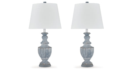 Cylerick 2-Piece Table Lamp Set in Antique Blue from Ashley Furniture - Luna Furniture
