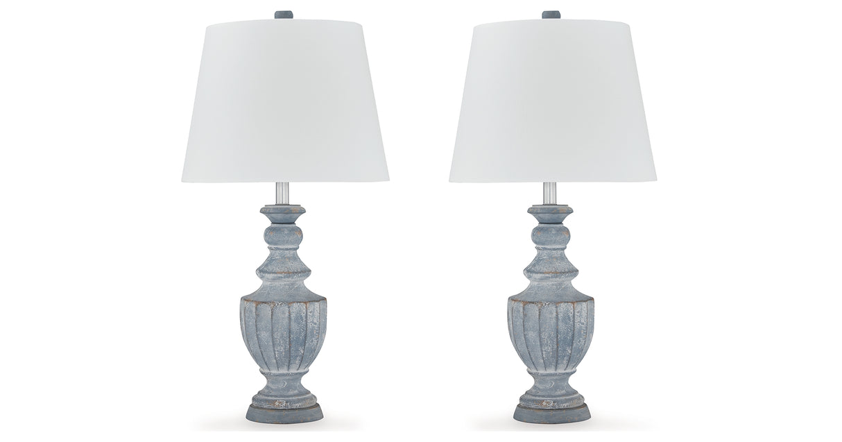 Cylerick 2-Piece Table Lamp Set in Antique Blue from Ashley Furniture - Luna Furniture