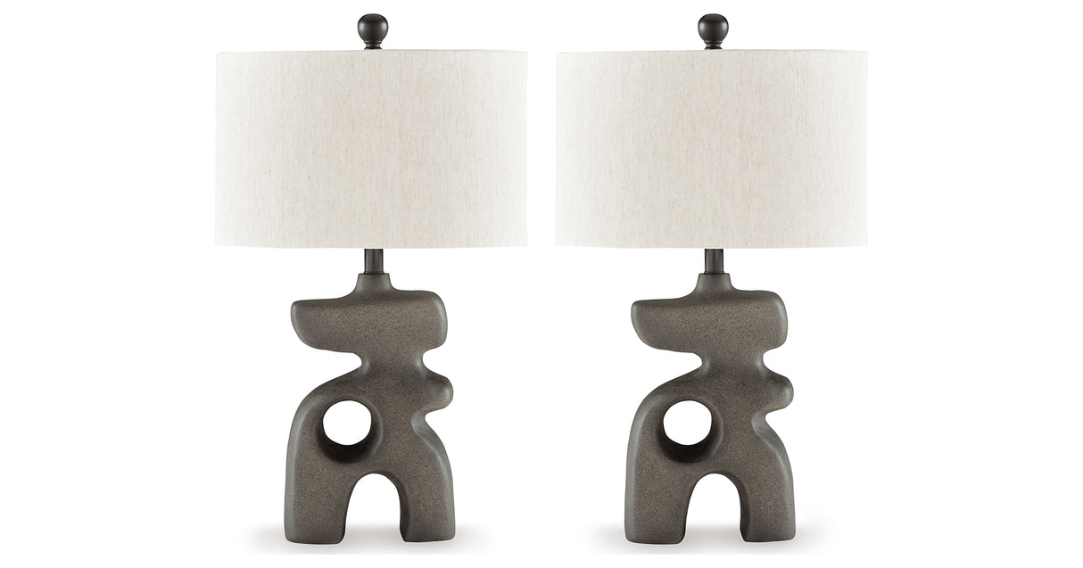 Danacy 2-Piece Table Lamp Set in Distressed Black from Ashley - Luna Furniture