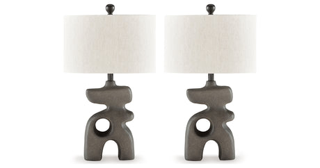 Danacy 2-Piece Table Lamp Set in Distressed Black from Ashley - Luna Furniture