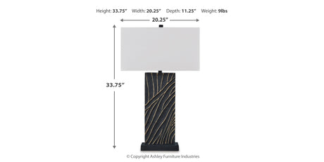 Bartlen 2-Piece Table Lamp Set in Black/Gold Finish from Ashley - Luna Furniture