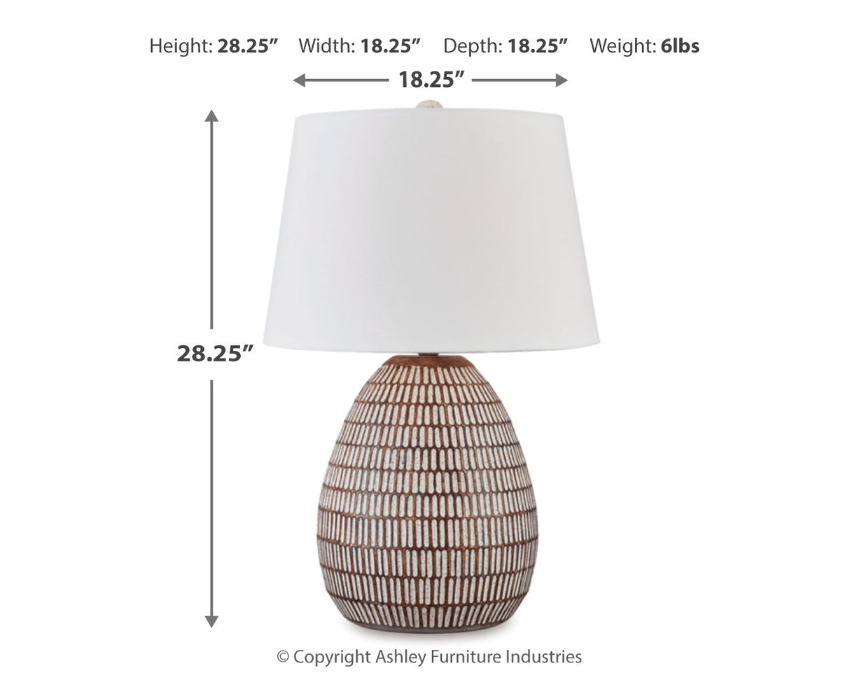 Darrich 2-Piece Table Lamp Set in Beige/White from Ashley - Luna Furniture
