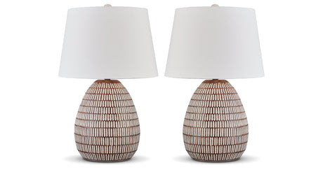 Darrich 2-Piece Table Lamp Set in Beige/White from Ashley - Luna Furniture