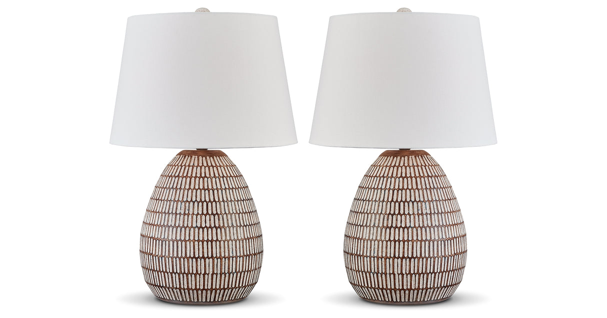 Darrich 2-Piece Table Lamp Set in Beige/White from Ashley - Luna Furniture