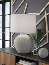 Calbert Warm Gray Table Lamp from Ashley - Luna Furniture