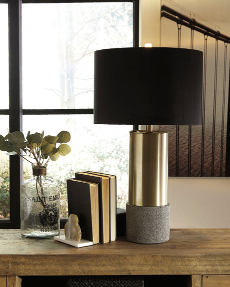 Jacek Gray/Brass Finish Table Lamp from Ashley - Luna Furniture