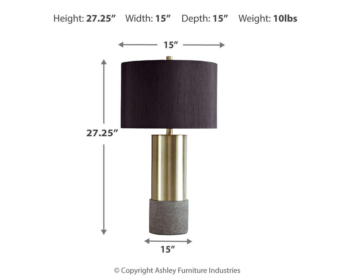 Jacek Gray/Brass Finish Table Lamp from Ashley Furniture - Luna Furniture