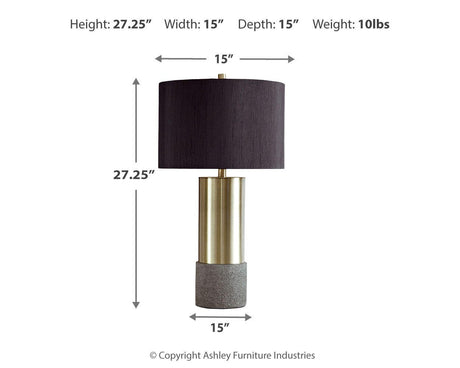Jacek Gray/Brass Finish Table Lamp from Ashley Furniture - Luna Furniture