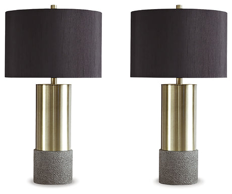 Jacek Gray/Brass Finish Table Lamp from Ashley - Luna Furniture