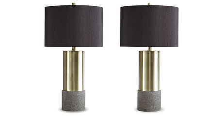 Jacek Gray/Brass Finish Table Lamp from Ashley Furniture - Luna Furniture