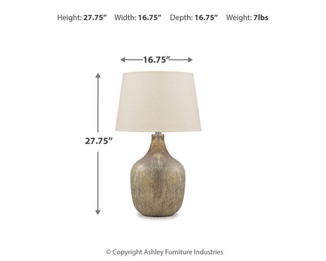Mari Gray/Gold Finish Table Lamp from Ashley Furniture - Luna Furniture