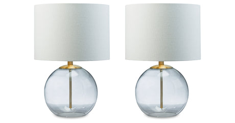 Samder 2-Piece Table Lamp Set in Clear/Brass Finish from Ashley - Luna Furniture