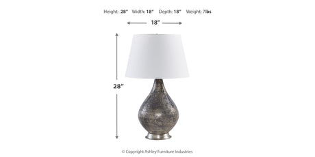 Bluacy 2-Piece Table Lamp Set in Antique Gray from Ashley - Luna Furniture