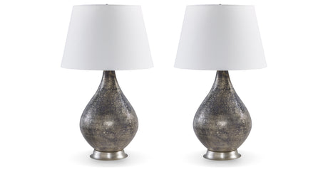 Bluacy 2-Piece Table Lamp Set in Antique Gray from Ashley - Luna Furniture