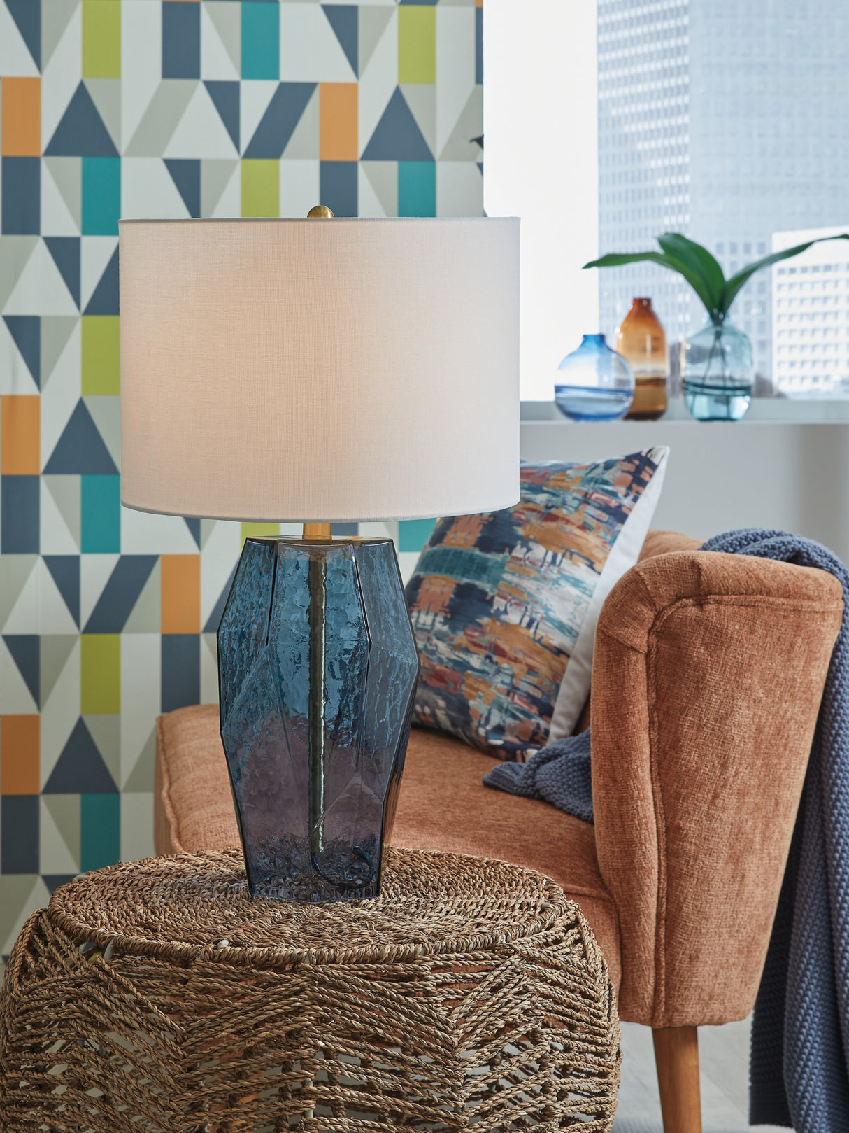 Tallow Blue Table Lamp from Ashley Furniture - Luna Furniture