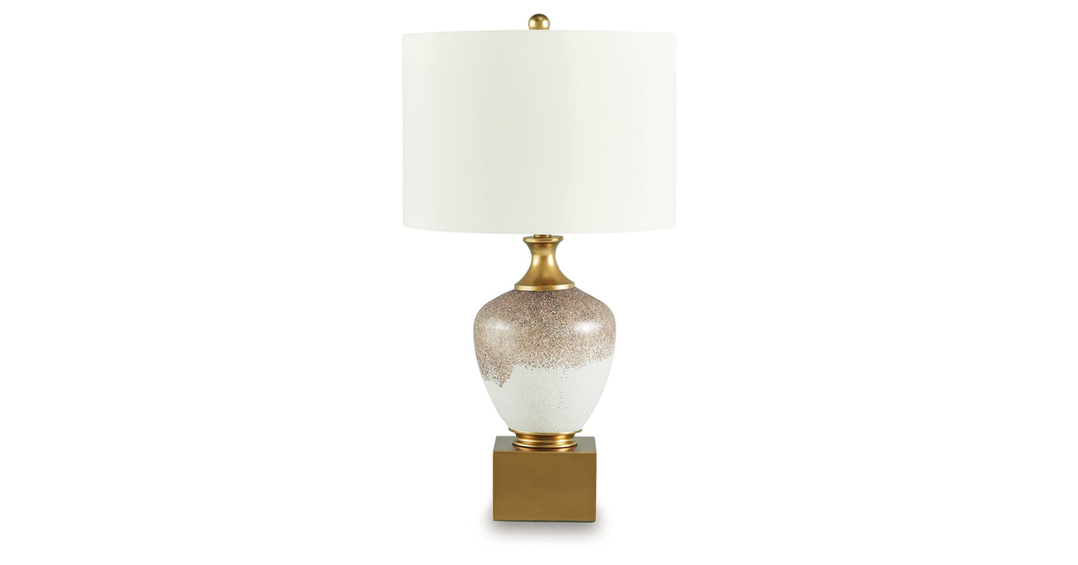 Tavisburg Brown/White/Gold Table Lamp from Ashley Furniture - Luna Furniture