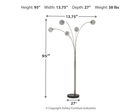 Winter Silver Finish Arc Lamp from Ashley Furniture - Luna Furniture