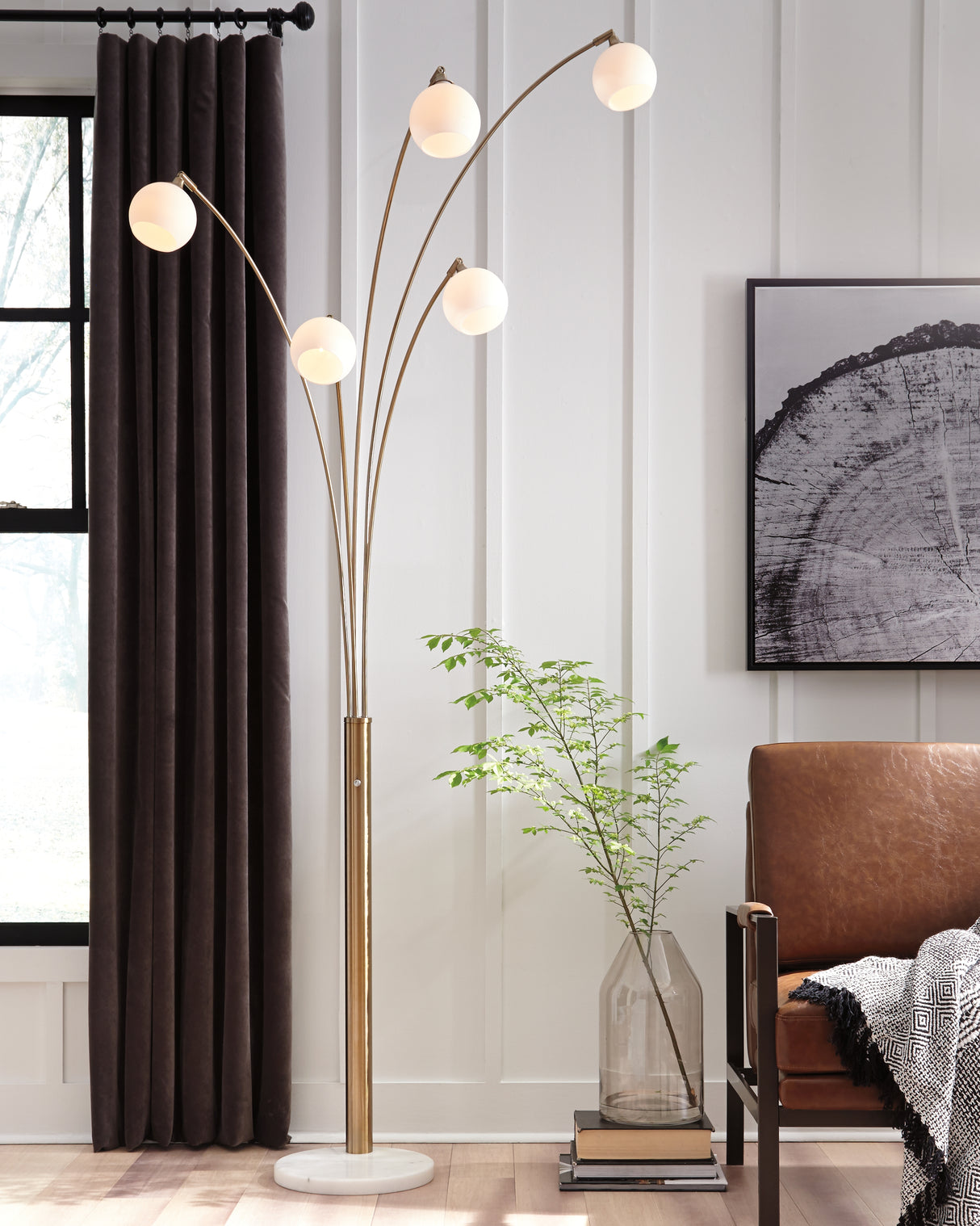 Taliya Champagne/White Arc Lamp from Ashley - Luna Furniture