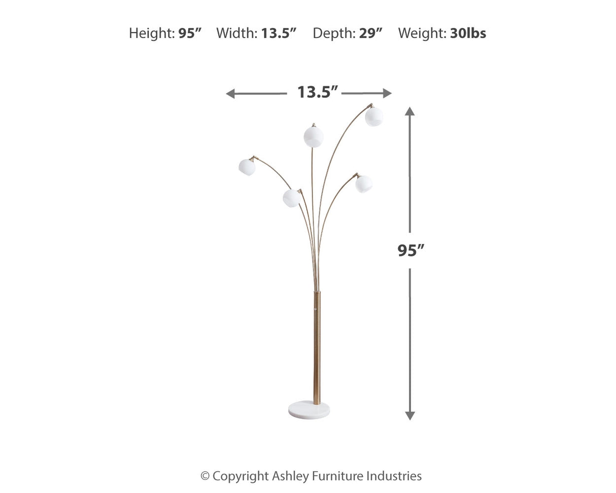 Taliya Champagne/White Arc Lamp from Ashley - Luna Furniture