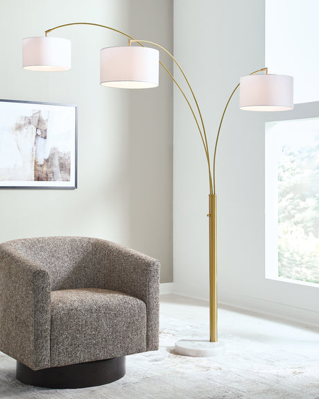 Valo Gold Finish Arc Lamp from Ashley - Luna Furniture