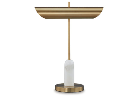 Rowleigh Gold Finish/White Desk Lamp from Ashley Furniture - Luna Furniture