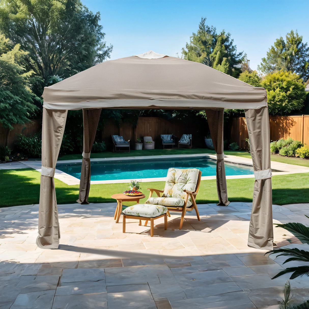 Arosa Beige Outdoor Pop-Up Canopy 10' X 10' from Furniture of America - Luna Furniture