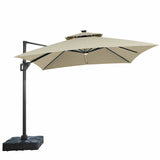 Sano Beige 10 Ft Square Umbrella w/ Double Top w/ LED Light + 37" Large Base from Furniture of America - Luna Furniture