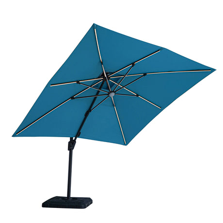 Sano Teal 10' Square Double Top Umbrella with LED Lights and 37" Base from Furniture of America - Luna Furniture