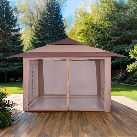 Genoa Brown Pop Up Gazebo from Furniture of America - Luna Furniture