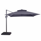 Hero Gray 10 Ft Square Umbrella w/ Double Top + 37" Large Base from Furniture of America - Luna Furniture