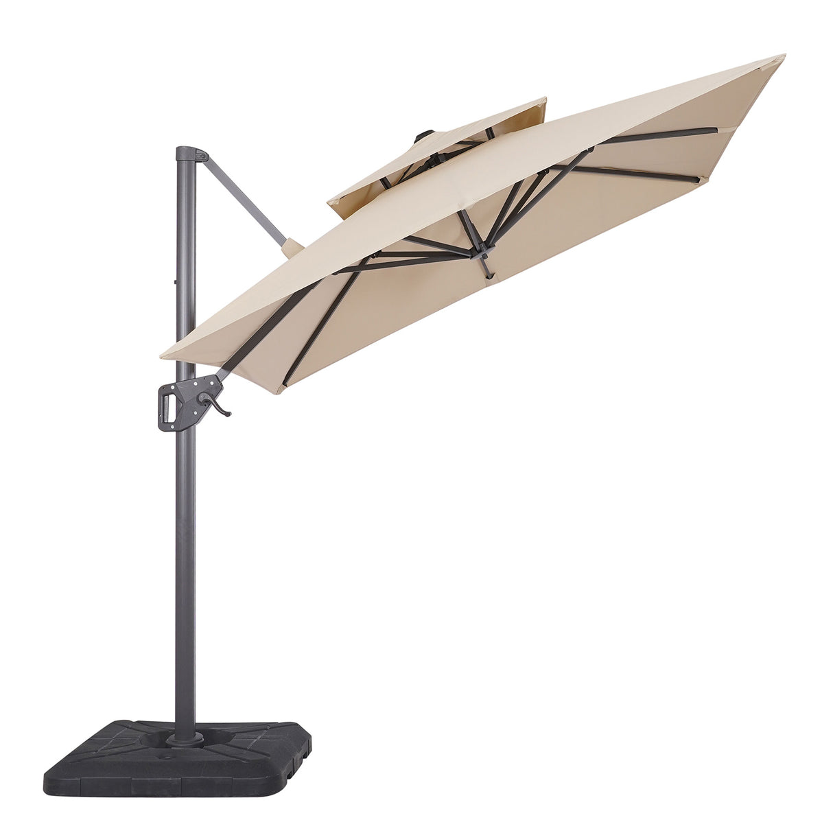 Fida Beige 8 Ft Square Umbrella w/ Double Top + 37" Large Base from Furniture of America - Luna Furniture