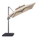 Fida Beige 8 Ft Square Umbrella w/ Double Top + 37" Large Base from Furniture of America - Luna Furniture