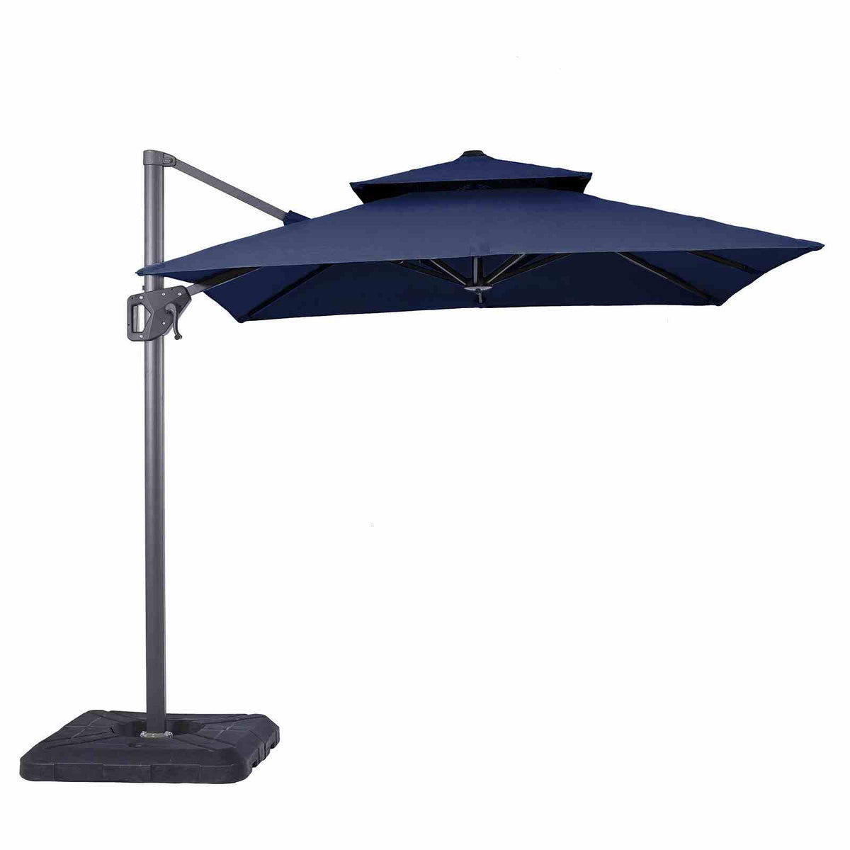 Fida Blue 8 Ft Square Umbrella w/ Double Top + 37" Large Base from Furniture of America - Luna Furniture