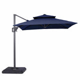 Fida Blue 8 Ft Square Umbrella w/ Double Top + 37" Large Base from Furniture of America - Luna Furniture