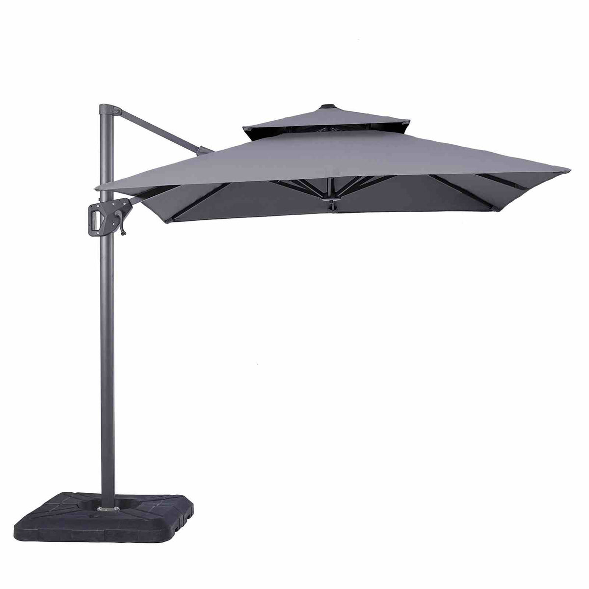 Fida Gray 8 Ft Square Umbrella w/ Double Top + 37" Large Base from Furniture of America - Luna Furniture