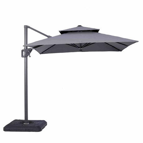 Fida Gray 8' Square Double Top Umbrella with 37" Base from Furniture of America - Luna Furniture