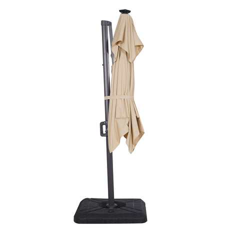 Xico Beige 8' Square Double Top Umbrella with LED Lights and 37" Base from Furniture of America - Luna Furniture