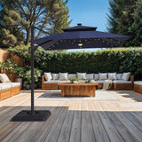 Xico Blue 8 Ft Square Umbrella w/ Double Top w/ LED Light + 37" Large Base from Furniture of America - Luna Furniture