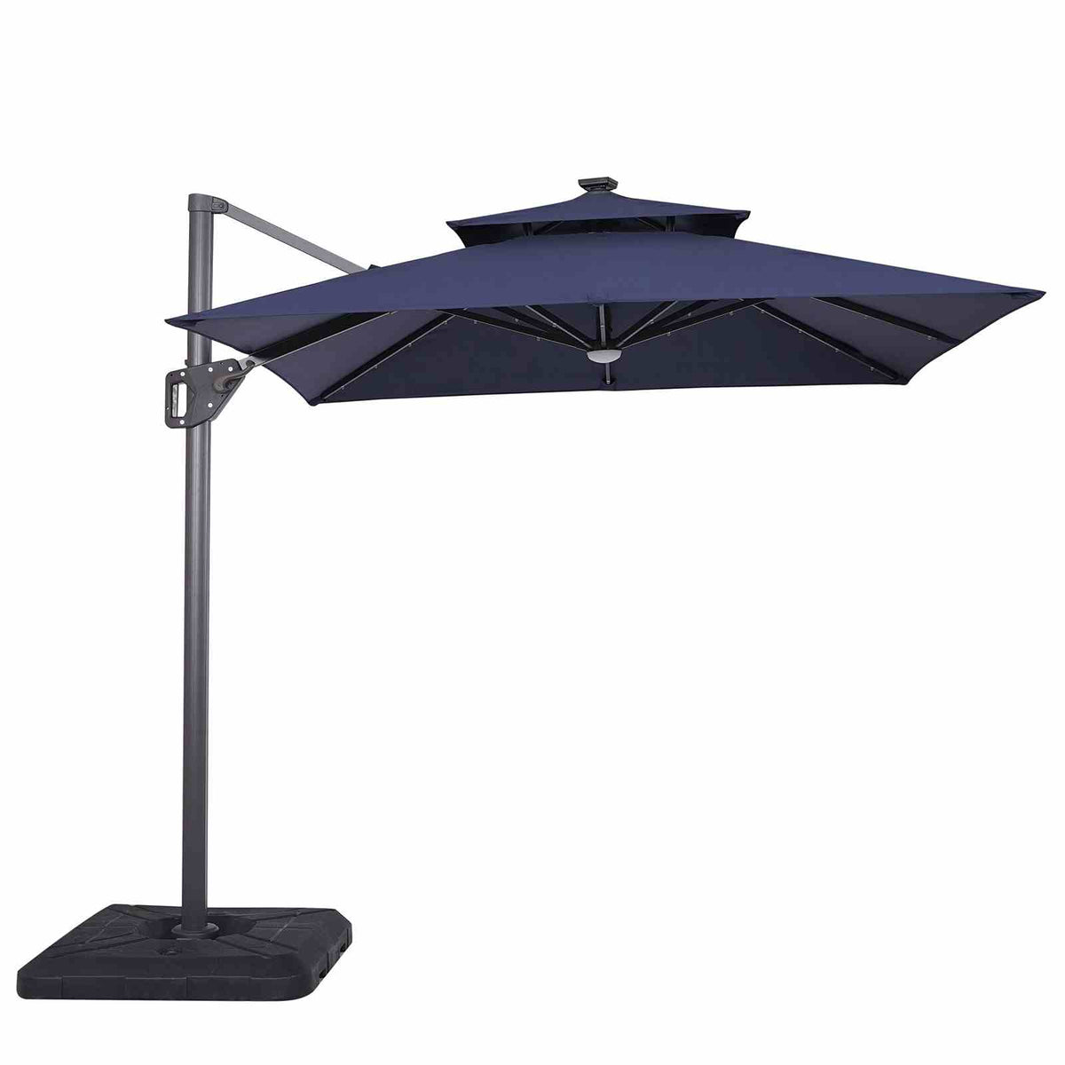 Xico Blue 8 Ft Square Umbrella w/ Double Top w/ LED Light + 37" Large Base from Furniture of America - Luna Furniture